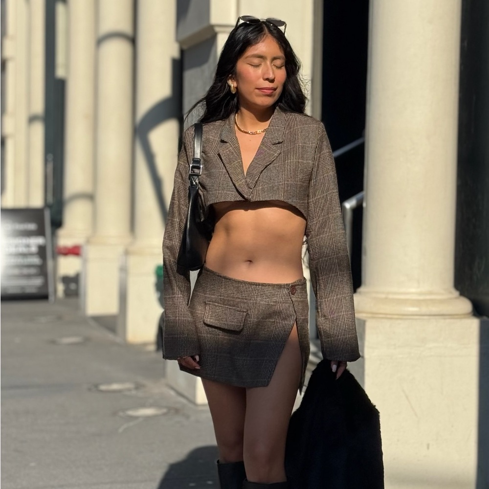 Brown tweed set